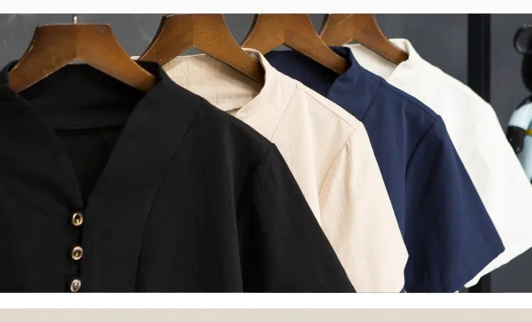 (Camisa + pantalones) Camisa de verano para hombre, camisas de algodón para hombre, camisas casuales de manga corta para hombre, conjunto de ropa talla M-5XL