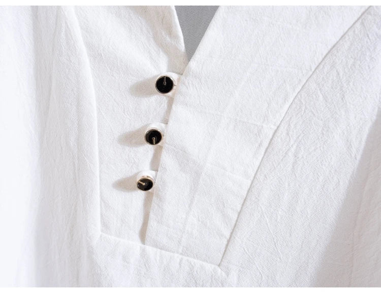 (Camisa + pantalones) Camisa de verano para hombre, camisas de algodón para hombre, camisas casuales de manga corta para hombre, conjunto de ropa talla M-5XL