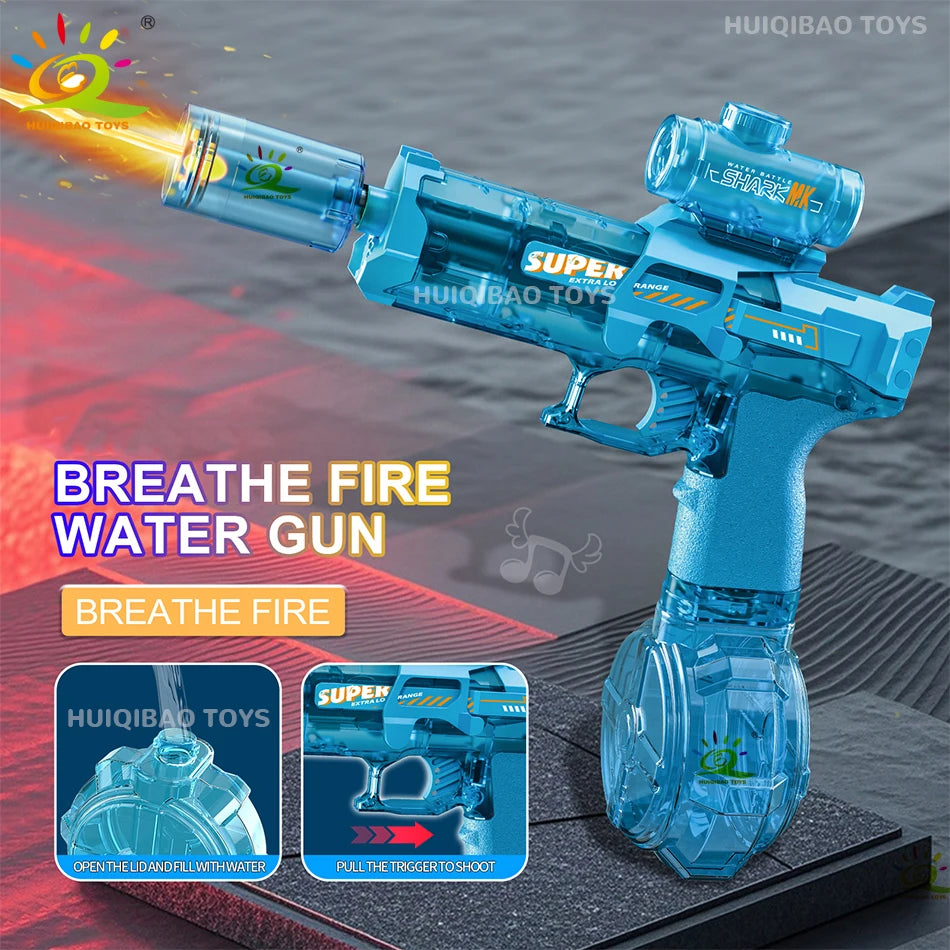 HUIQIBAO-Pistola de agua de pulso eléctrico, Sensor de llama simulado, luz, juguete de lucha completamente automático, pistola de agua, juguetes de playa al aire libre para adultos