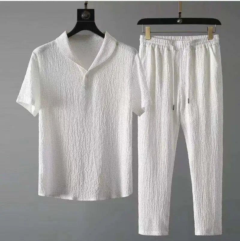Novedad de verano, conjuntos informales para Hombre, camisetas + Pantalones, ropa deportiva para correr, chándales de moda para Hombre, sudadera para Hombre Fit MOOWNUC