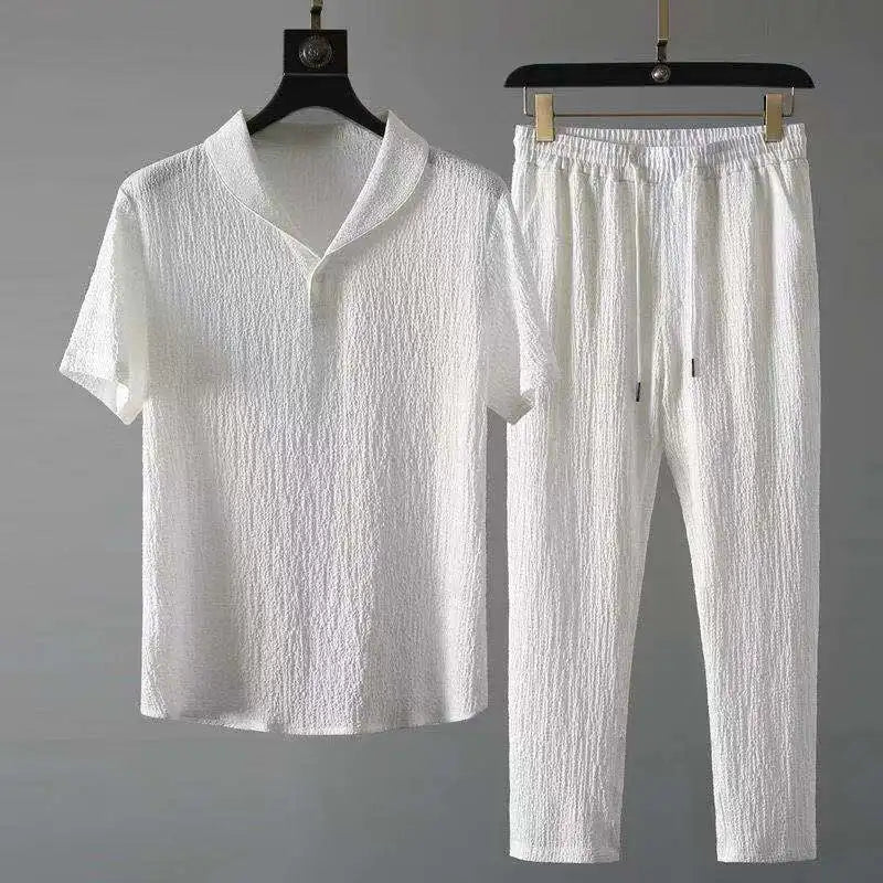 Novedad de verano, conjuntos informales para Hombre, camisetas + Pantalones, ropa deportiva para correr, chándales de moda para Hombre, sudadera para Hombre Fit MOOWNUC