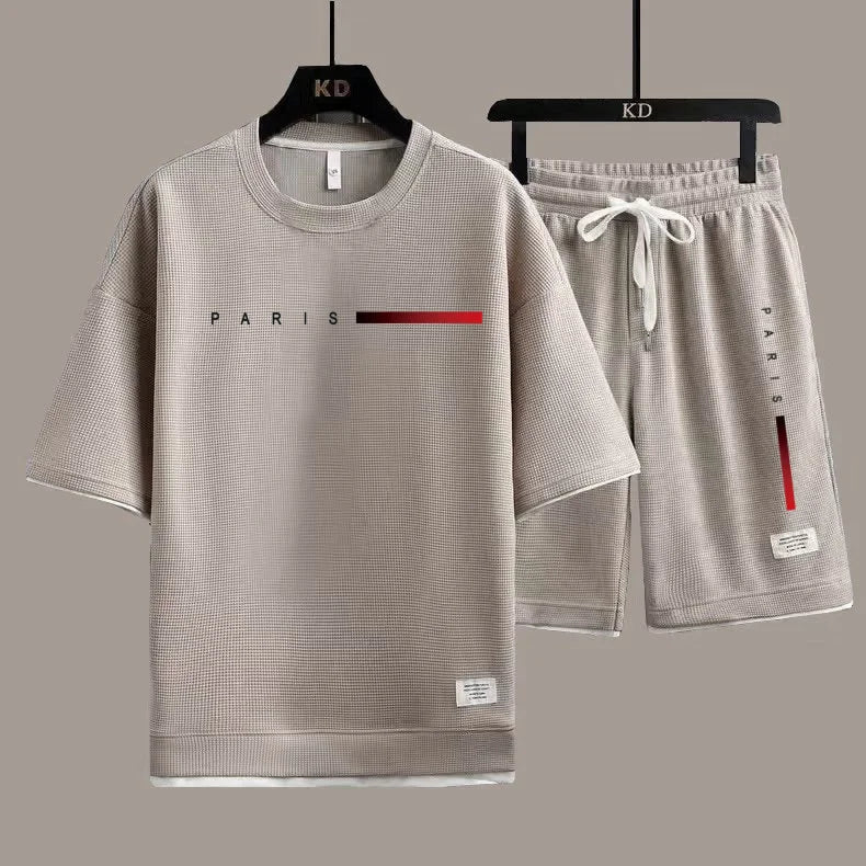 Conjunto Deportivo de Verano 2026, Nueva Tendencia, Moderno, Informal, para Hombre, Transpirable, Camiseta y Pantalones Cortos, Dos Piezas, Casual y a la Moda