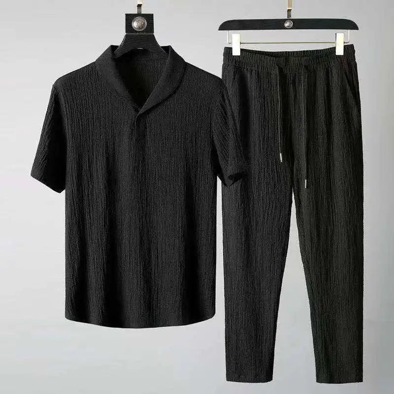 Novedad de verano, conjuntos informales para Hombre, camisetas + Pantalones, ropa deportiva para correr, chándales de moda para Hombre, sudadera para Hombre Fit MOOWNUC