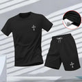 Nueva ropa deportiva de verano para hombre, conjunto de dos piezas de camiseta de manga corta y pantalones cortos, ropa informal transpirable y de secado rápido.