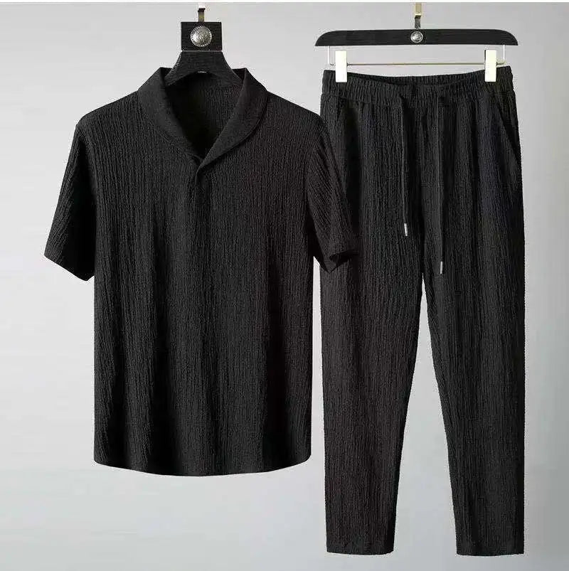Novedad de verano, conjuntos informales para Hombre, camisetas + Pantalones, ropa deportiva para correr, chándales de moda para Hombre, sudadera para Hombre Fit MOOWNUC