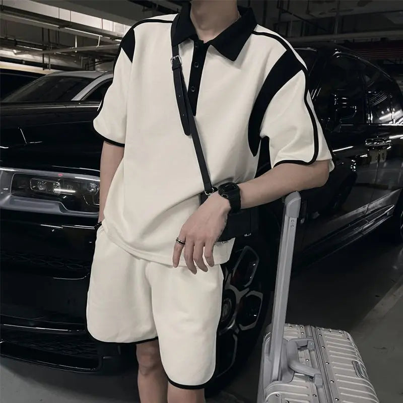 Trajes de alta gama para hombre, emparejamiento de verano con una bonita camisa Polo, pantalones cortos de manga corta, conjunto bonito y fresco de dos piezas