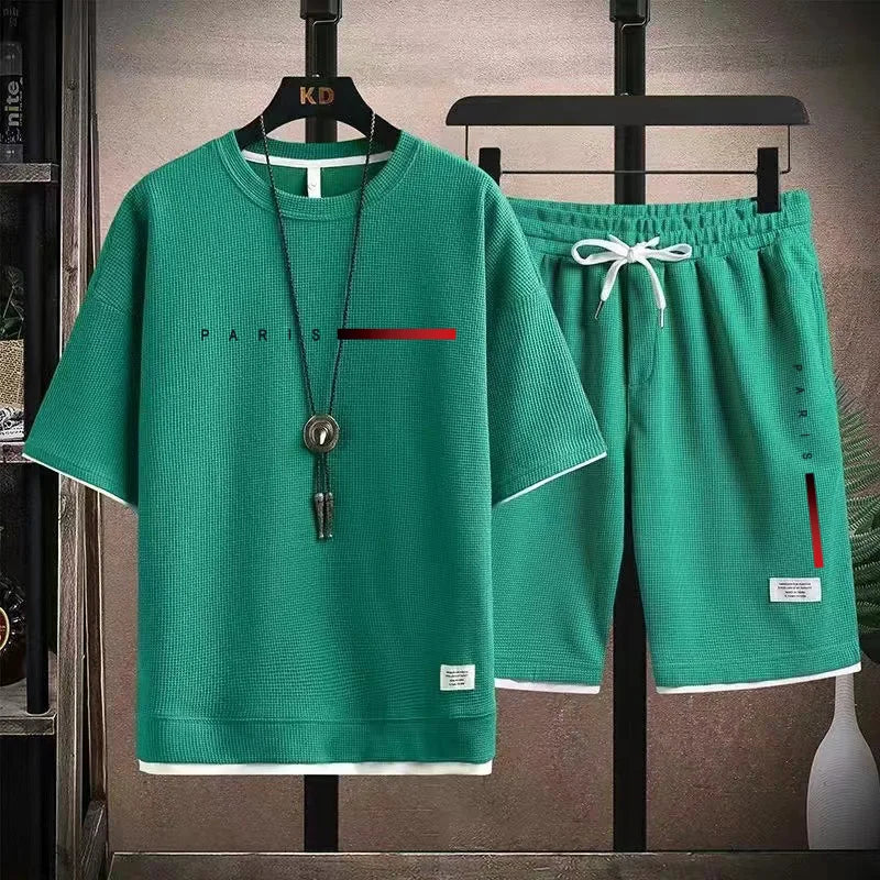 Conjunto Deportivo de Verano 2026, Nueva Tendencia, Moderno, Informal, para Hombre, Transpirable, Camiseta y Pantalones Cortos, Dos Piezas, Casual y a la Moda