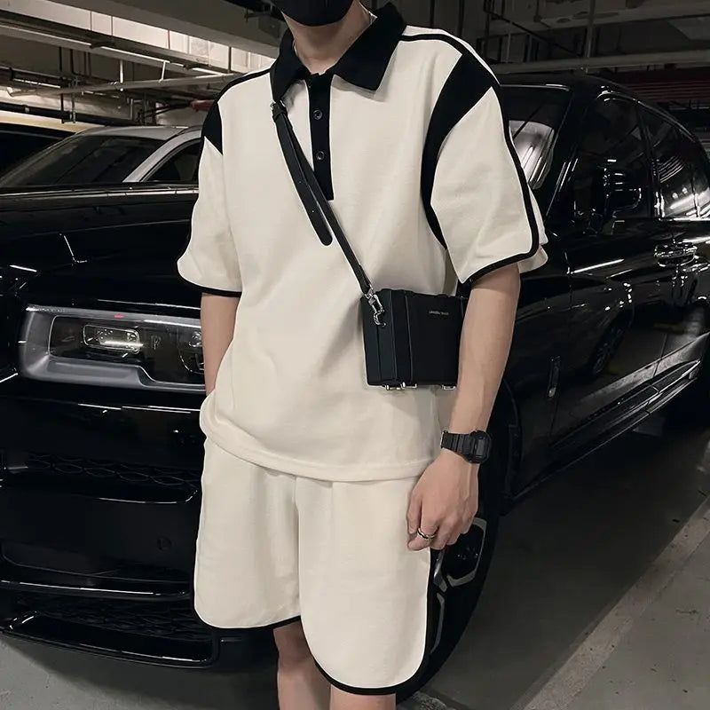 Trajes de alta gama para hombre, emparejamiento de verano con una bonita camisa Polo, pantalones cortos de manga corta, conjunto bonito y fresco de dos piezas