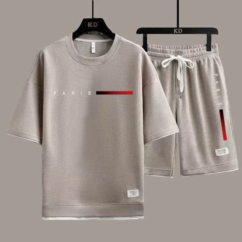 Conjunto Deportivo de Verano 2026, Nueva Tendencia, Moderno, Informal, para Hombre, Transpirable, Camiseta y Pantalones Cortos, Dos Piezas, Casual y a la Moda