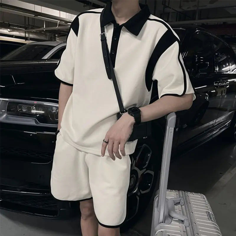 Trajes de alta gama para hombre, emparejamiento de verano con una bonita camisa Polo, pantalones cortos de manga corta, conjunto bonito y fresco de dos piezas