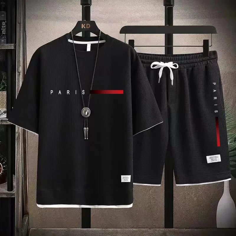 Conjunto Deportivo de Verano 2026, Nueva Tendencia, Moderno, Informal, para Hombre, Transpirable, Camiseta y Pantalones Cortos, Dos Piezas, Casual y a la Moda