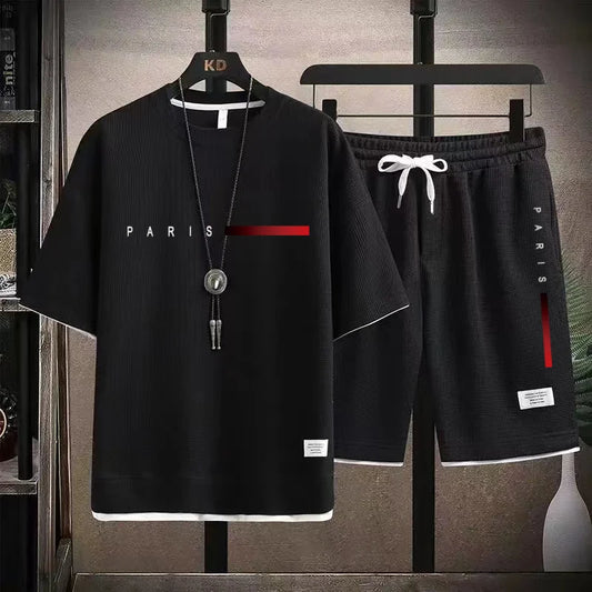 Conjunto Deportivo de Verano 2026, Nueva Tendencia, Moderno, Informal, para Hombre, Transpirable, Camiseta y Pantalones Cortos, Dos Piezas, Casual y a la Moda
