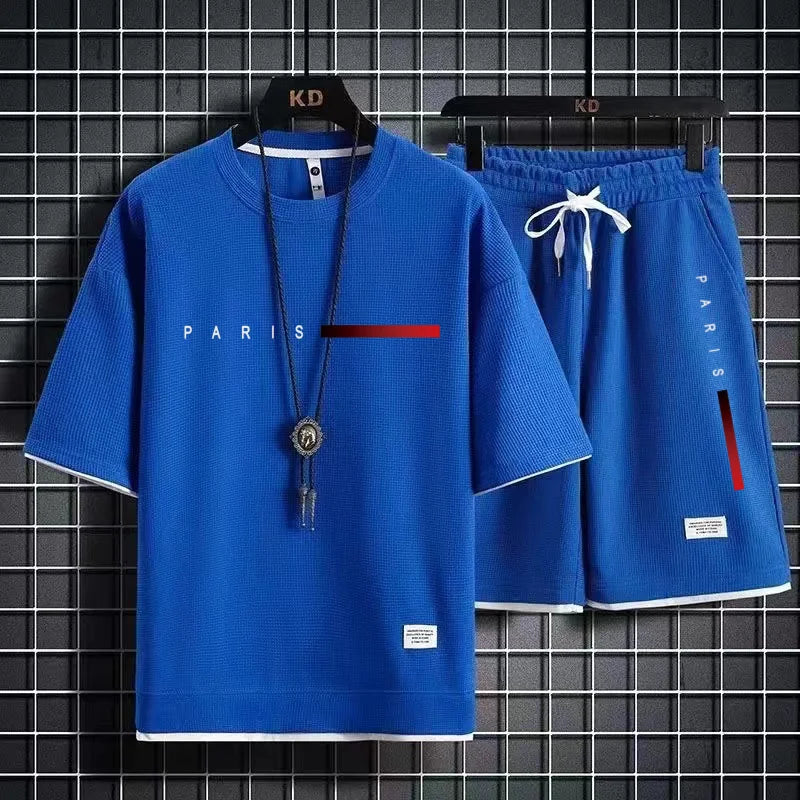 Conjunto Deportivo de Verano 2026, Nueva Tendencia, Moderno, Informal, para Hombre, Transpirable, Camiseta y Pantalones Cortos, Dos Piezas, Casual y a la Moda