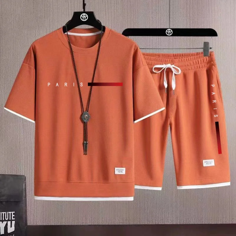 Conjunto Deportivo de Verano 2026, Nueva Tendencia, Moderno, Informal, para Hombre, Transpirable, Camiseta y Pantalones Cortos, Dos Piezas, Casual y a la Moda