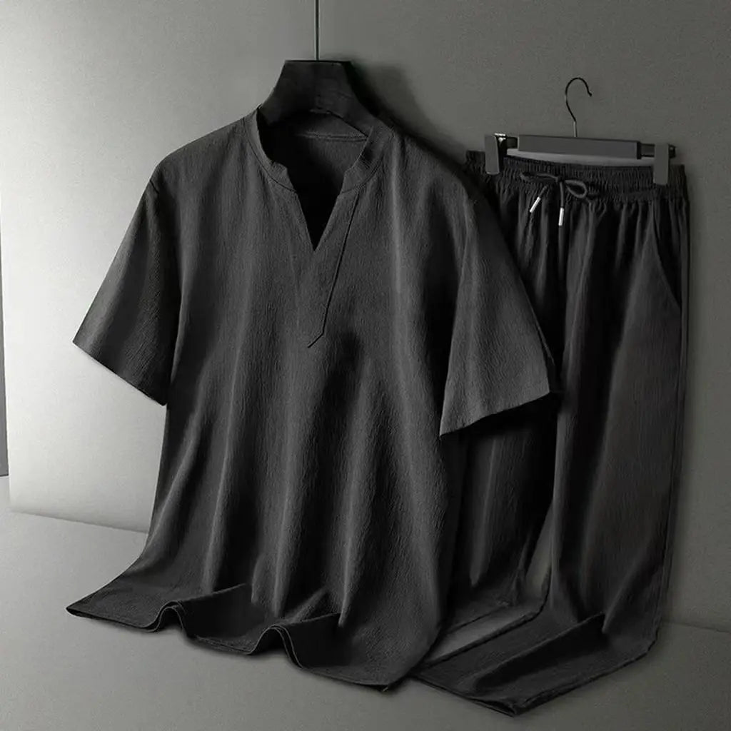 Novedad de verano, conjuntos informales para Hombre, camisetas + Pantalones, ropa deportiva para correr, chándales de moda para Hombre, sudadera para Hombre Fit MOOWNUC