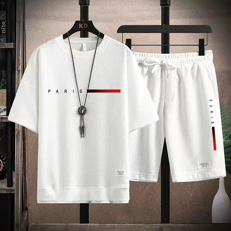 Conjunto Deportivo de Verano 2026, Nueva Tendencia, Moderno, Informal, para Hombre, Transpirable, Camiseta y Pantalones Cortos, Dos Piezas, Casual y a la Moda